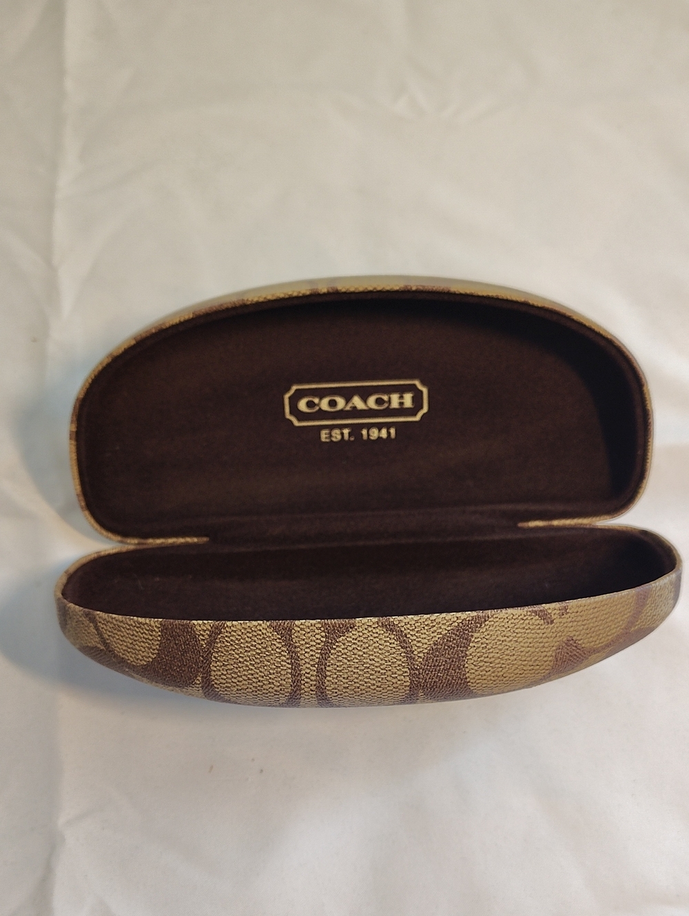 Coach Signature Monogram Brown Glasses Case